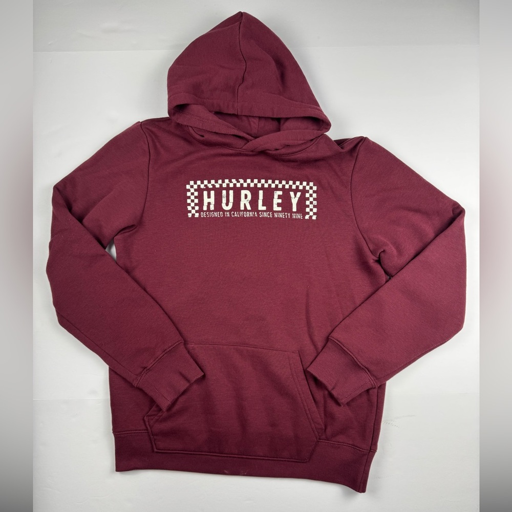 Hurley Burgundy Sweatshirt with Logo long sleeve and kangaroo pocket size XL